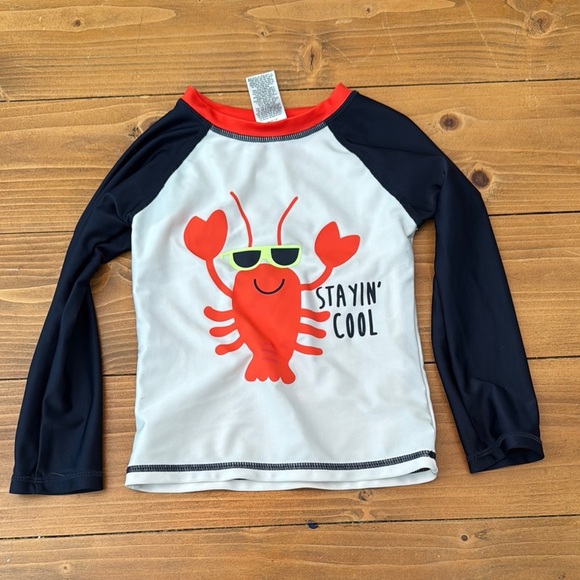 Stayin' Cool Kids Swim Shirt - Black and Red 24 months - Picture 1 of 3